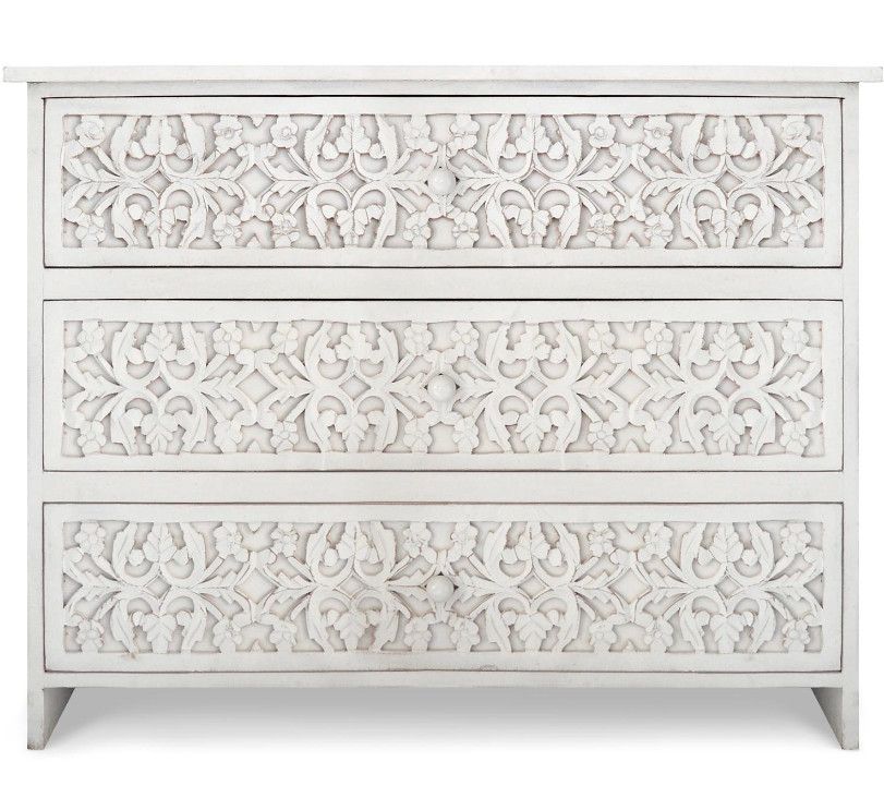 Commode 3 tiroirs bois blanc Sasha - Photo n°1