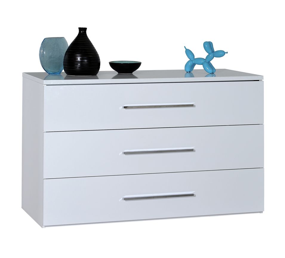 Commode 3 tiroirs bois laqué blanc Best - Photo n°1