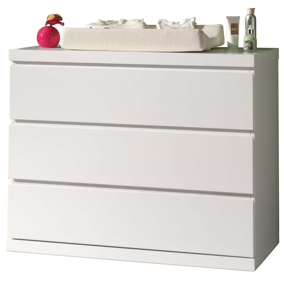 Commode 3 tiroirs bois laqué blanc Lara - Photo n°1