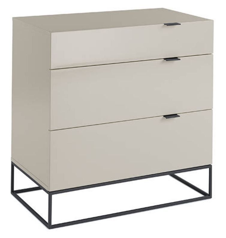 Commode 3 tiroirs bois laqué et acier noir Ciora - Photo n°1