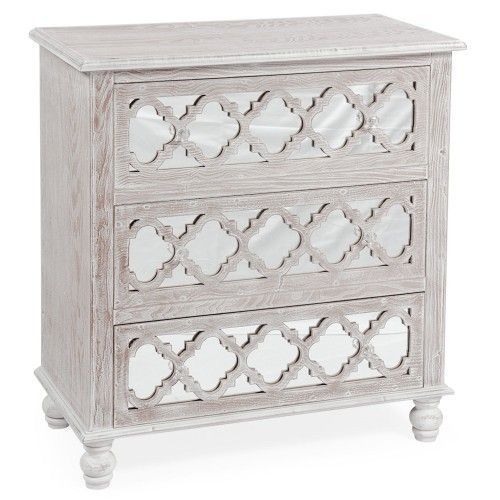 Commode 3 tiroirs bois patiné et miroir Orienta - Photo n°1