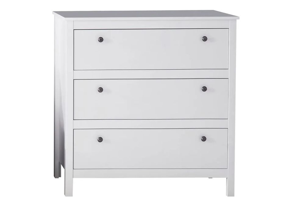 Commode 3 tiroirs mélaminé blanc Leone - Photo n°1