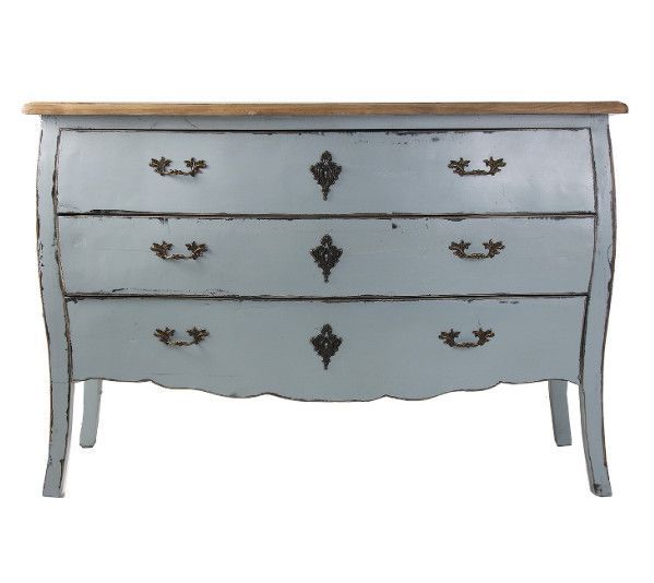 Commode 3 tiroirs orme massif clair et bleuté Klein - Photo n°1