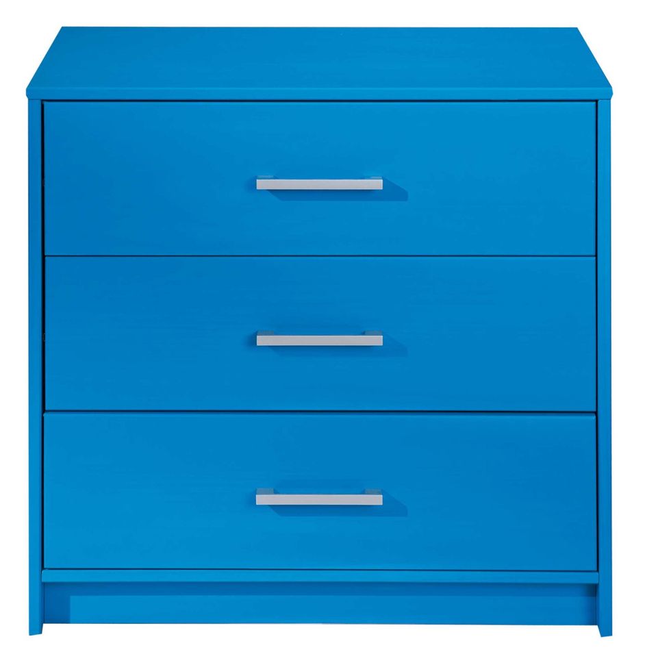 Commode 3 tiroirs pin massif bleu York - Photo n°1