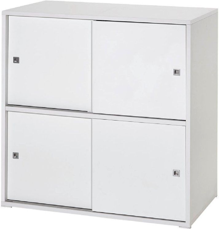 Commode 4 petites portes laqué blanc Clic - Photo n°1