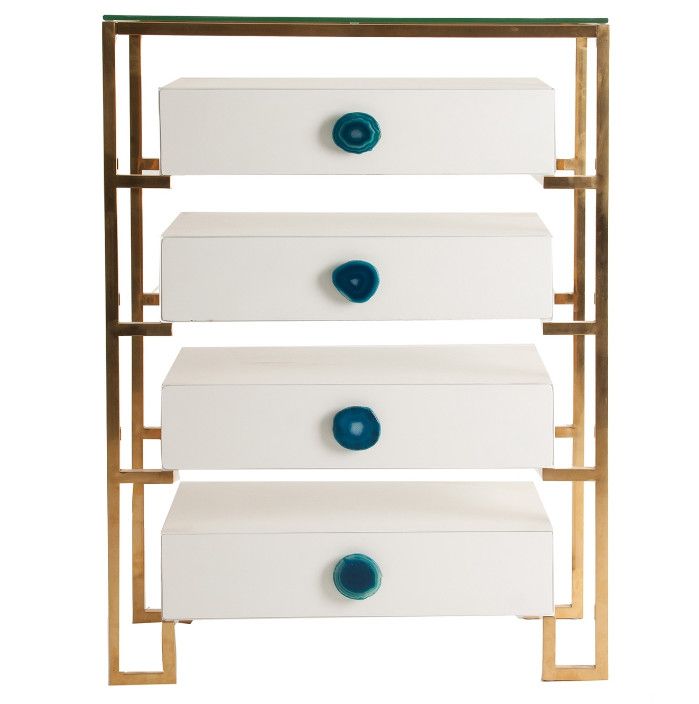 Commode 4 tiroirs bois blanc et métal doré Kylie - Photo n°1