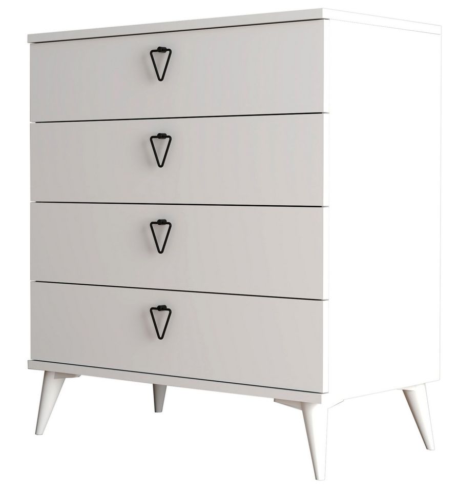 Commode 4 tiroirs bois blanc Vera 80 cm - Photo n°1