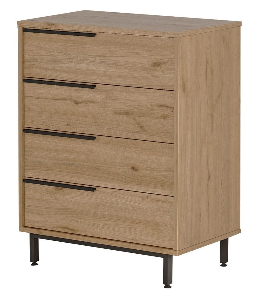 Commode 4 tiroirs bois et rotin Zenax 75 cm - Photo n°1