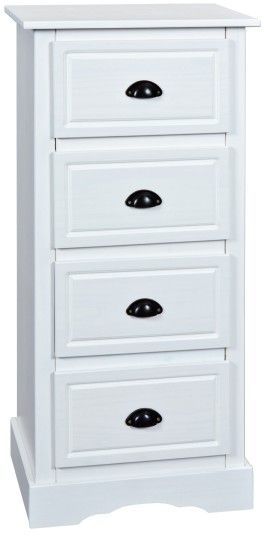 Commode 4 tiroirs pin massif blanc Tabou - Photo n°1