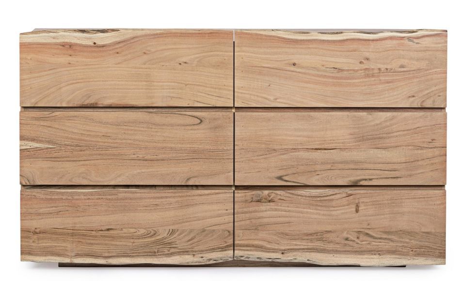 Commode 6 tiroirs KERIA 142 cm - Bois massif d'acacia - Photo n°1