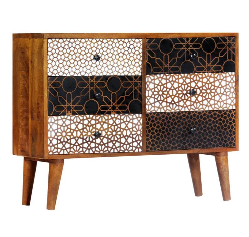 Commode 6 tiroirs manguier massif foncé Roman - Photo n°1