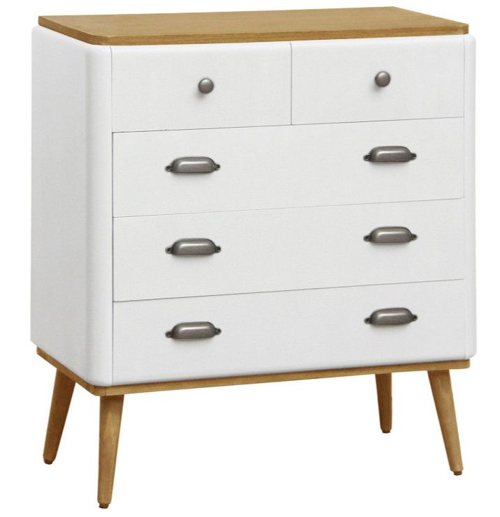 Commode 8 tiroirs bois blanc et clair Haziel - Photo n°1