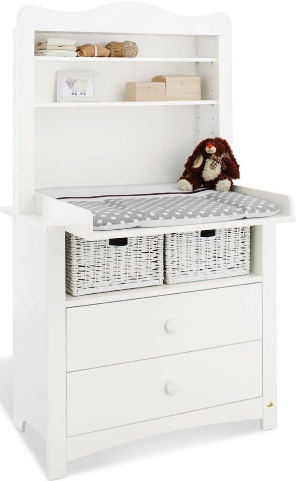 Commode à langer 2 étagères bois laqué blanc Florentina - Photo n°1