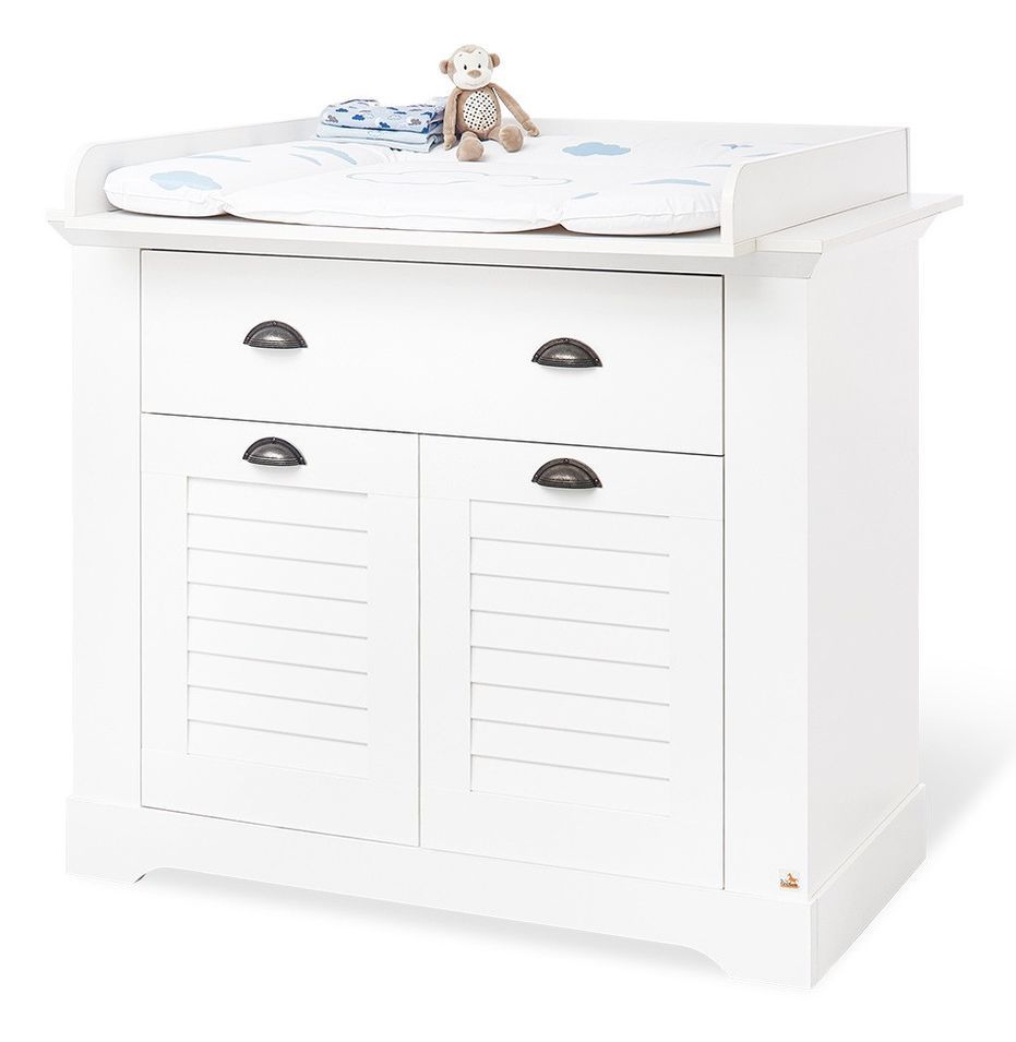Commode à langer 2 portes 1 tiroir bois blanc Siena - Photo n°1