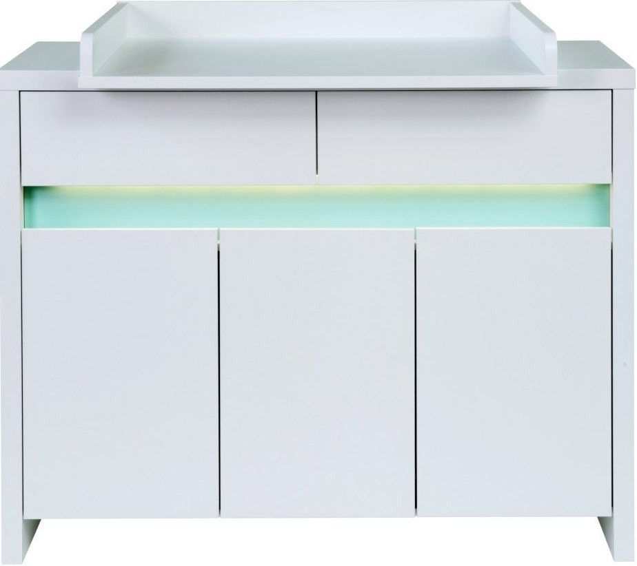 Commode à langer 2 tiroirs bois blanc Planet Türkis - Photo n°1