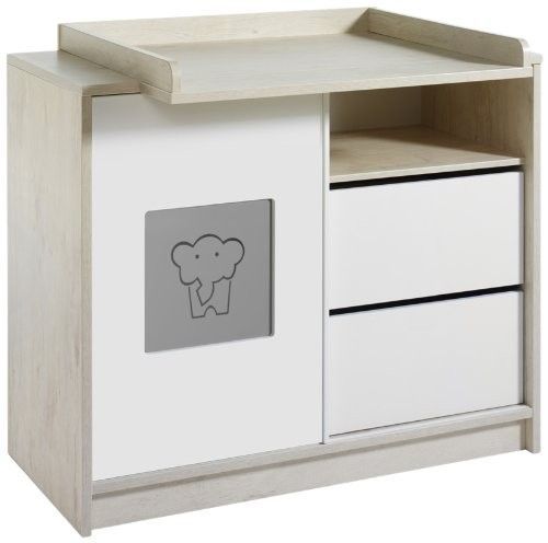 Commode à langer 2 tiroirs bois clair et blanc Eco Slide - Photo n°1