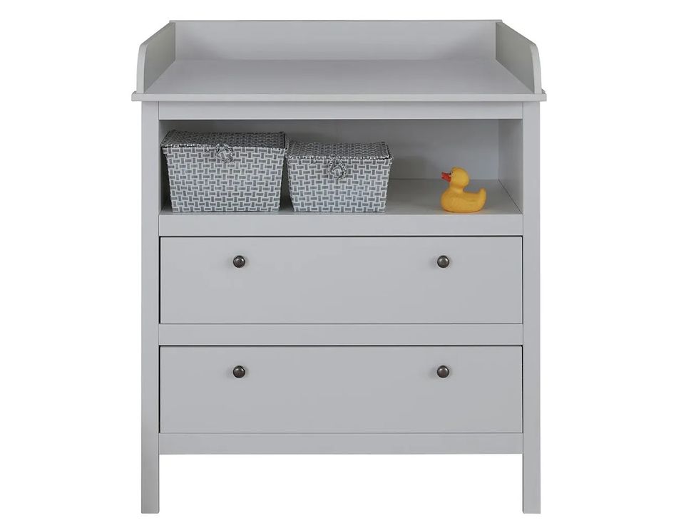 Commode à langer 2 tiroirs mélaminé blanc Leone - Photo n°1