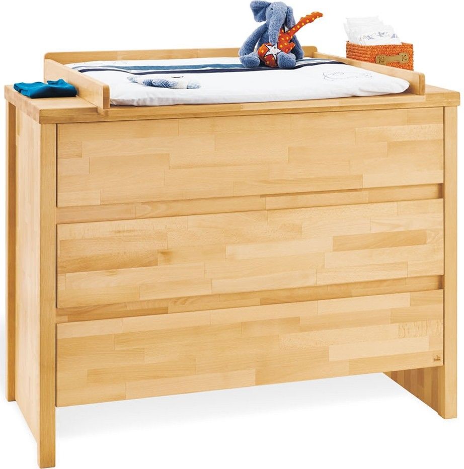 Commode à langer 3 tiroirs hêtre massif clair Fagus - Photo n°1