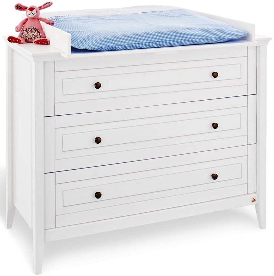 Commode à langer 3 tiroirs pin massif blanc Smilla - Photo n°1