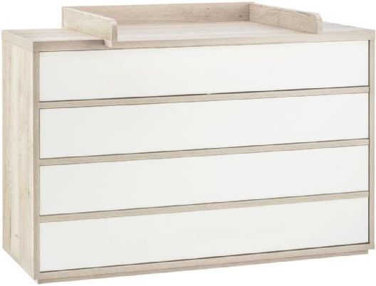 Commode à langer 4 tiroirs chêne naturel et blanc Mick - Photo n°1