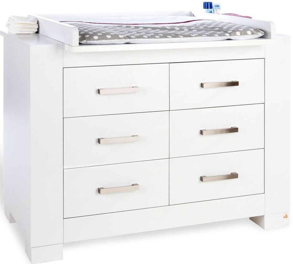 Commode à langer 6 tiroirs bois laqué blanc Ice - Photo n°1