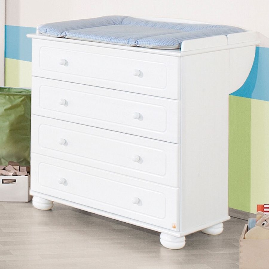 Commode à langer Bois Massif lasuré blanc Clara - Photo n°1