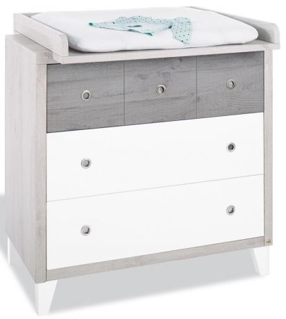 Commode à langer Chêne gris et Blanc Harper - Photo n°1