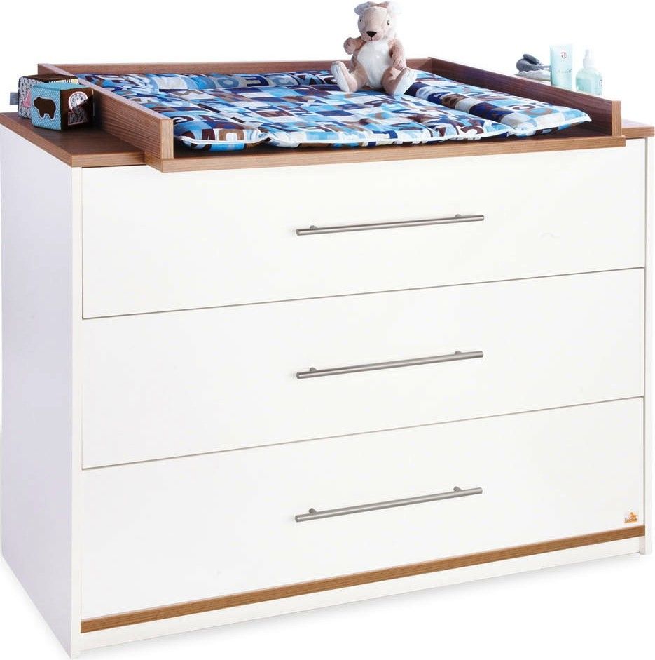 Commode à langer laqué blanc et noyer Tuula - Photo n°1