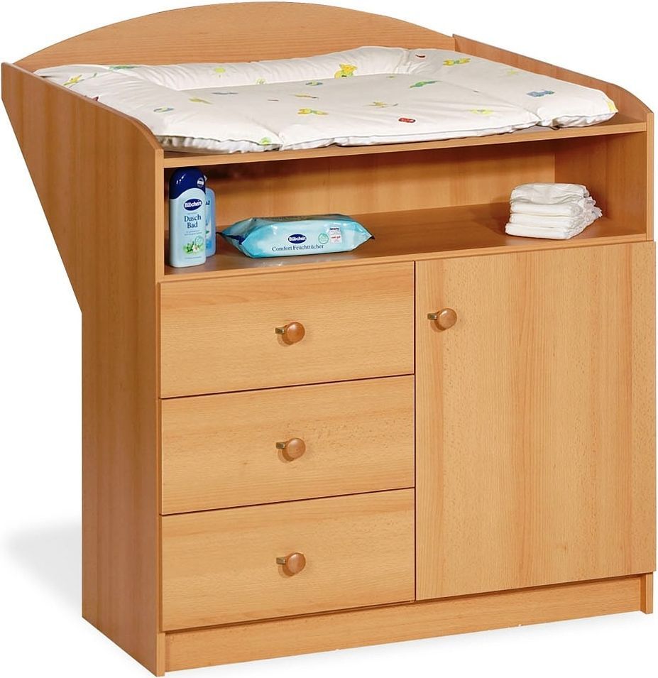 Commode bébé avec plan à langer hêtre clair Björn - Photo n°1