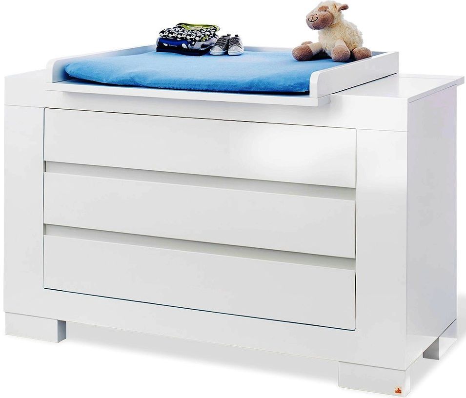 Commode bébé avec plan à langer large laquée blanche Sky - Photo n°1