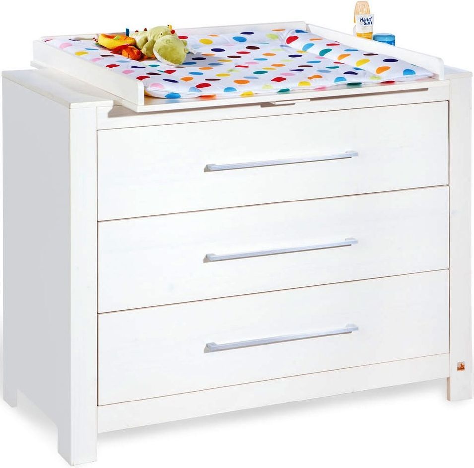 Commode bébé avec plan à langer pin massif blanc Puro - Photo n°1