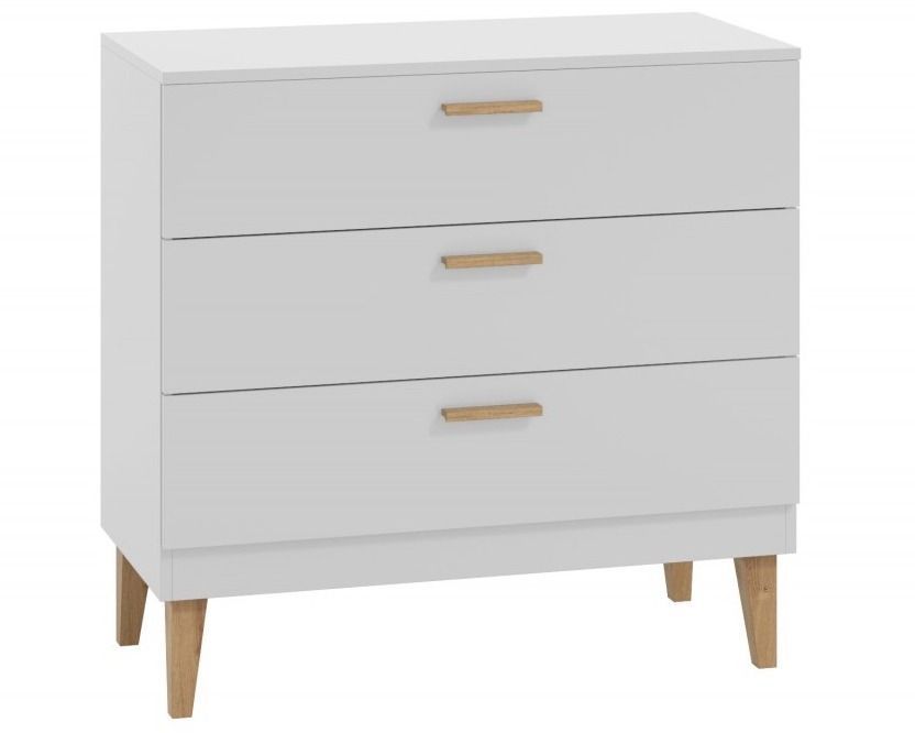 Commode blanche et pieds en bois de chêne Blanka - Photo n°1