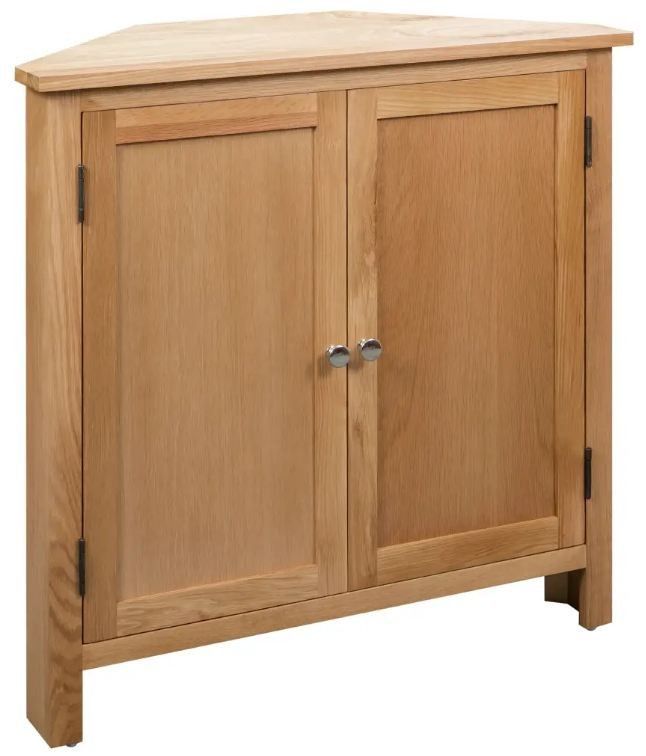 Commode d'angle chêne massif clair Candice - Photo n°1