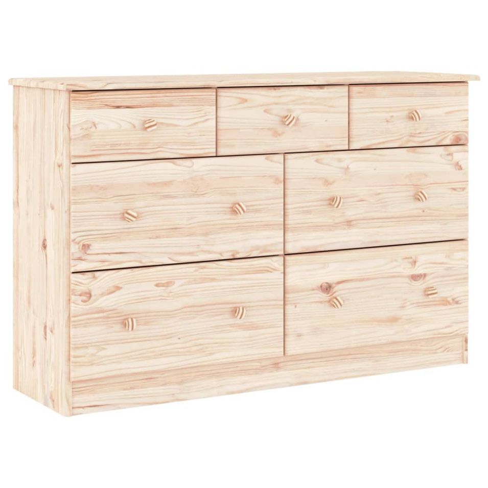 Commode en bois massif 7 tiroirs Malona 112 cm – Style intemporel et pratique - Photo n°1