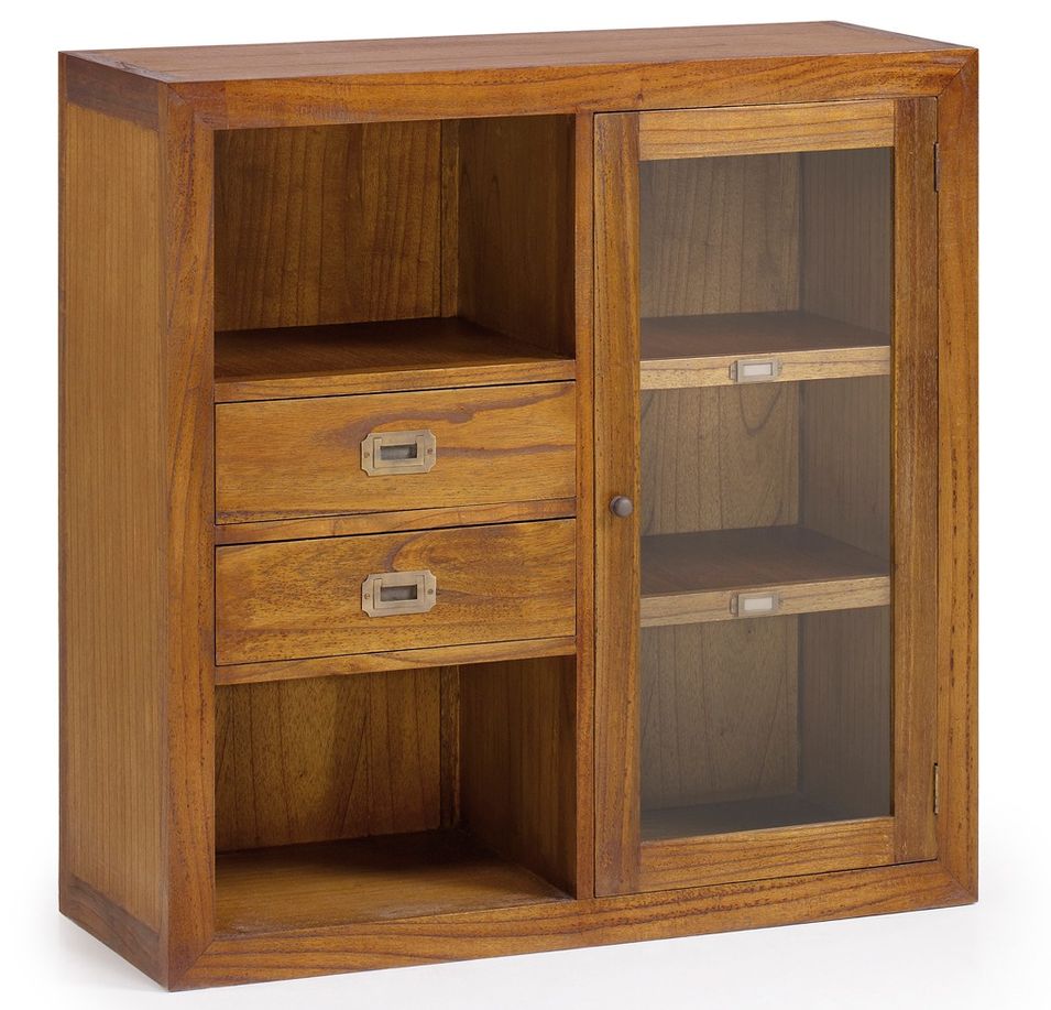 Meuble de rangement en bois massif de Mindy 1 porte 2 tiroirs Orka 90 cm - Photo n°1