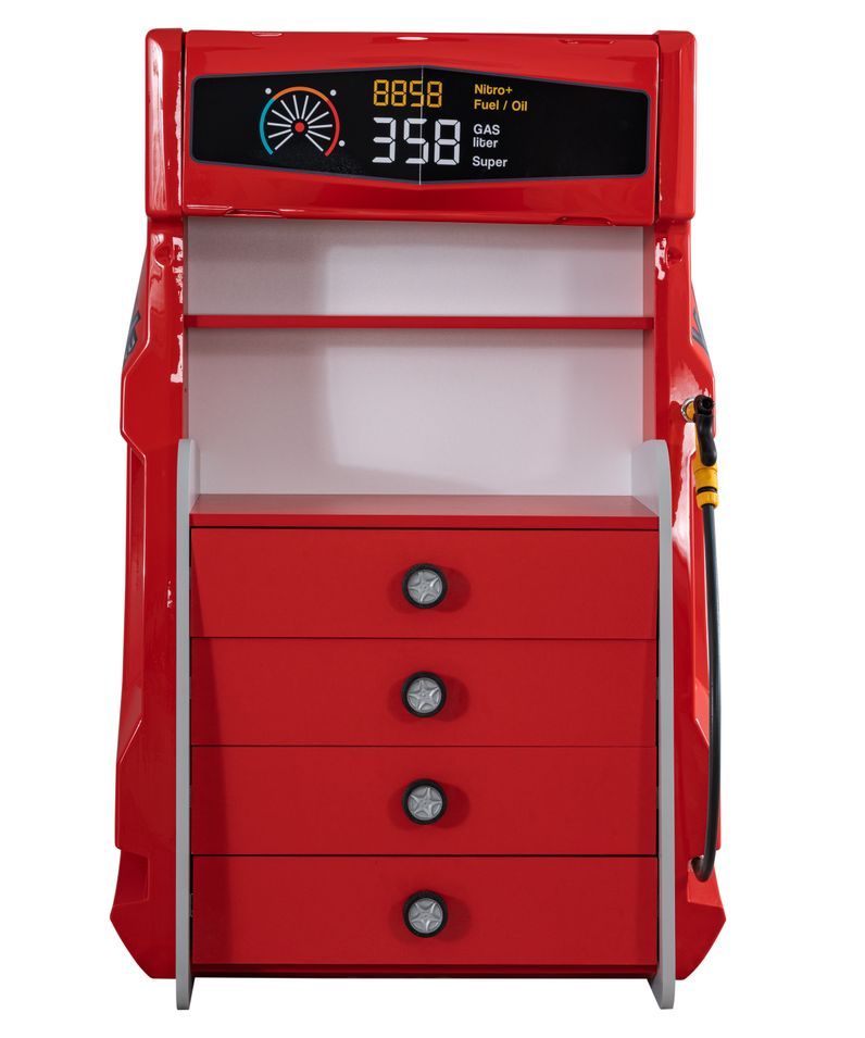 Commode enfant 4 tiroirs rouge Pompe à essence - Photo n°1