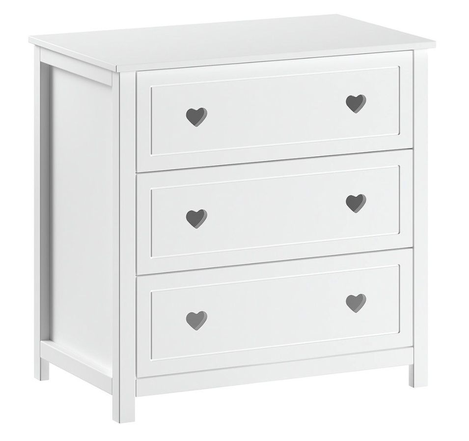 Commode enfant AMORI – 3 tiroirs, blanc laqué & fermeture silencieuse - Photo n°1