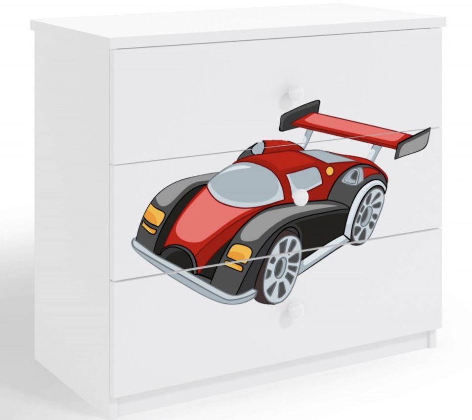 Commode enfant blanche automobile 80 cm - Photo n°1