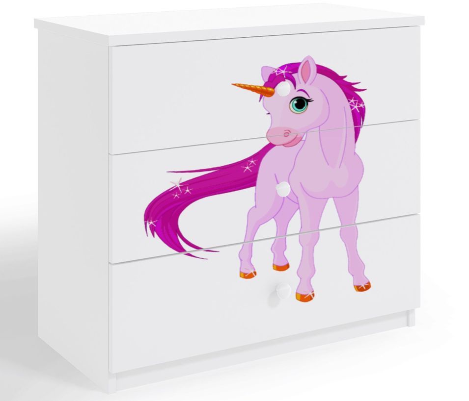 Commode enfant blanche Licorne 80 cm - Photo n°1