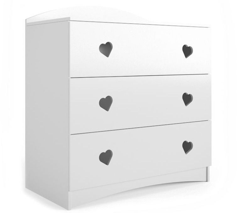 Commode enfant blanche ornée de cœurs 3 tiroirs Myra - Photo n°1