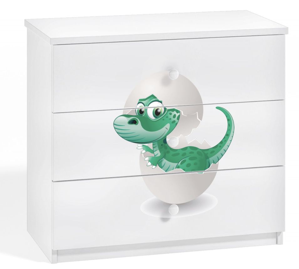 Commode enfant blanche petit dinosaure 80 cm - Photo n°1