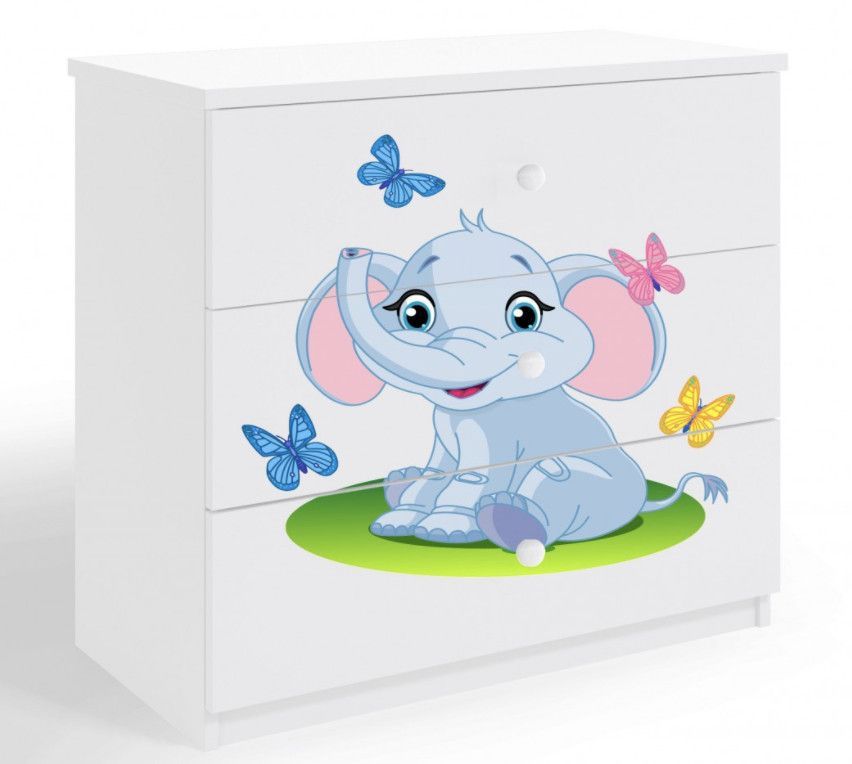 Commode enfant blanche petit éléphant 80 cm - Photo n°1