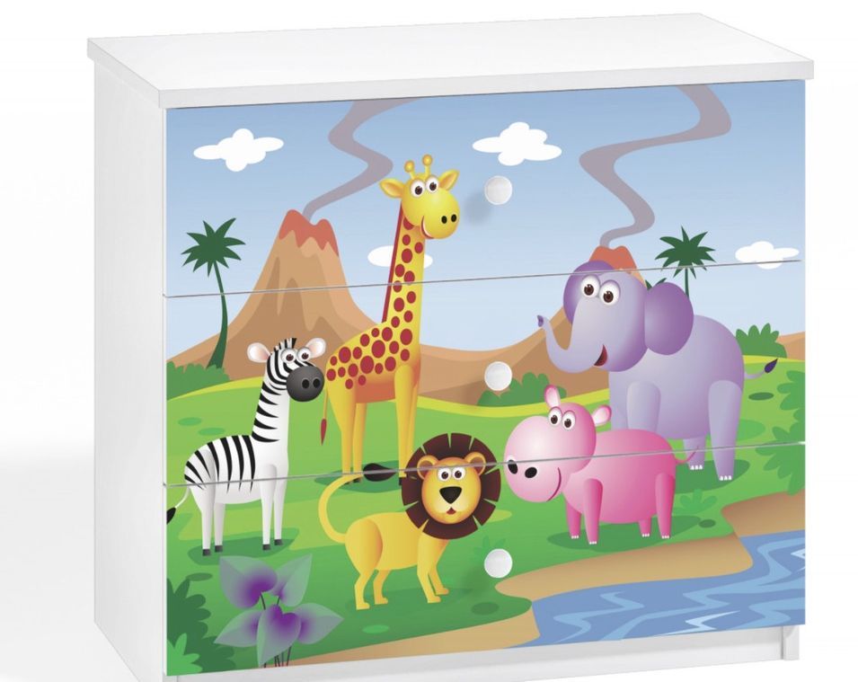 Commode enfant blanche version safari 80 cm - Photo n°1