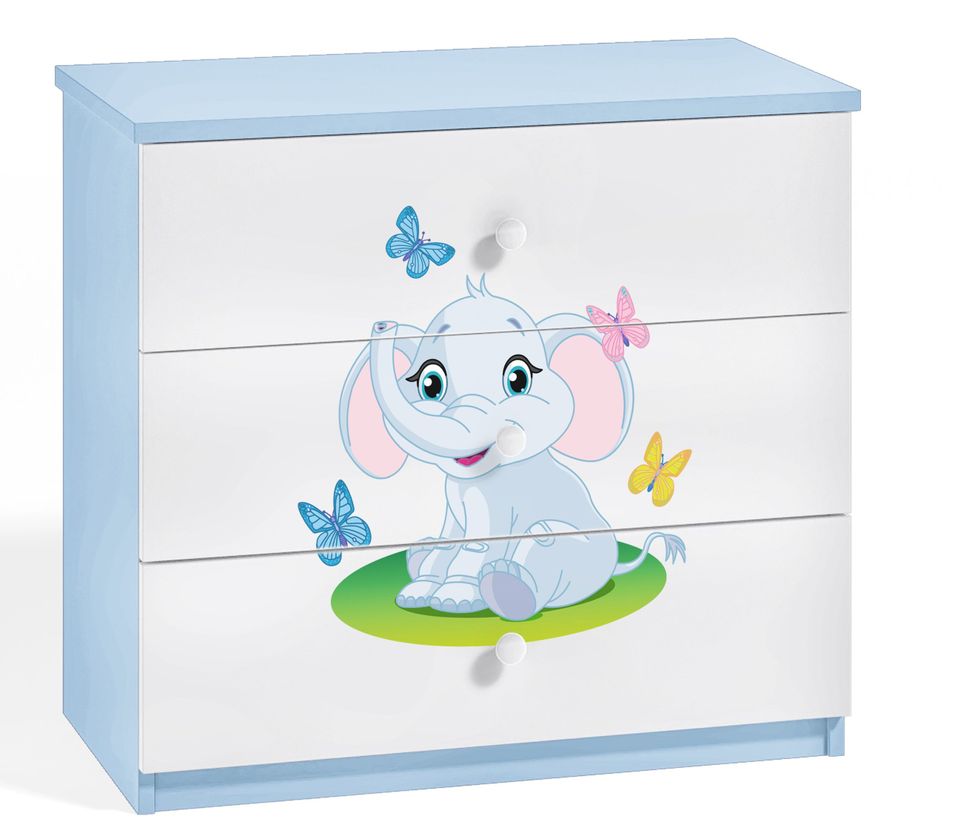 Commode enfant bleue petit éléphant 80 cm - Photo n°1