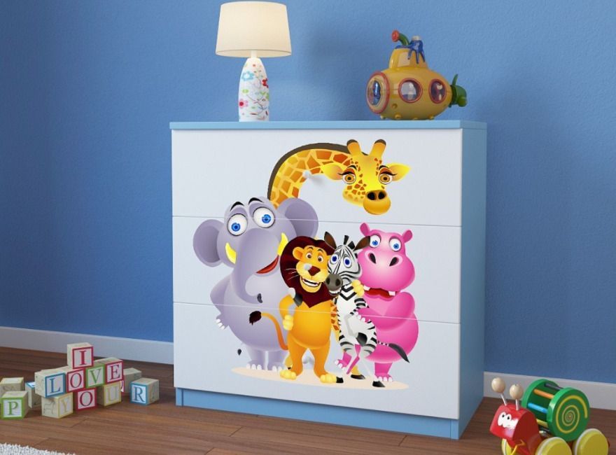 Commode enfant bleue Zoo 80 cm - Photo n°1