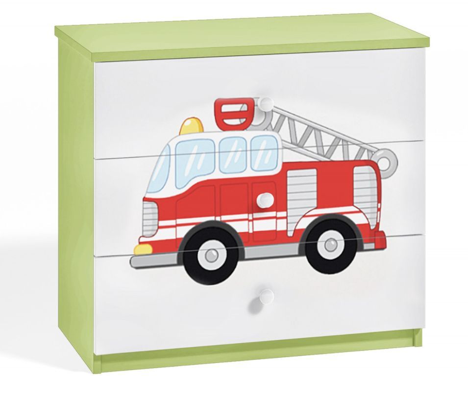 Commode enfant verte camion de pompier 80 cm - Photo n°1