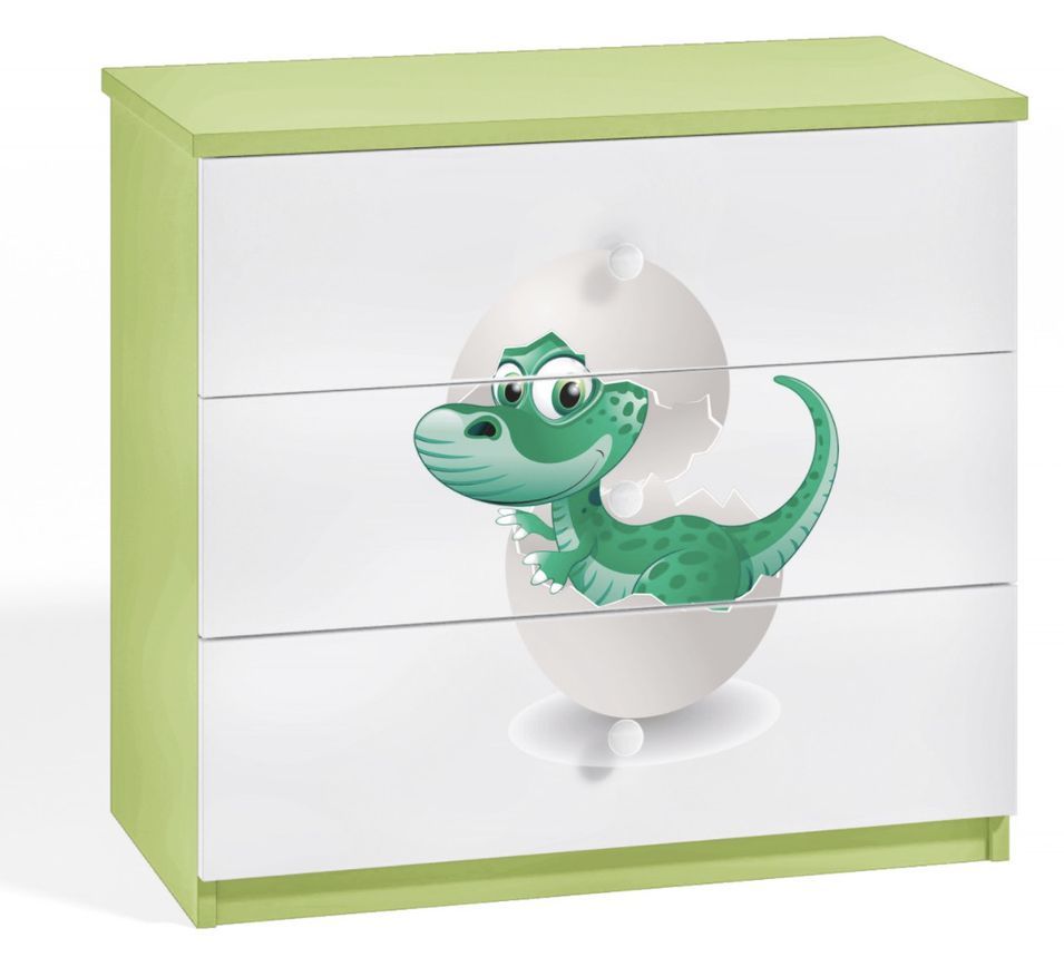 Commode enfant verte petit dinosaure 80 cm - Photo n°1