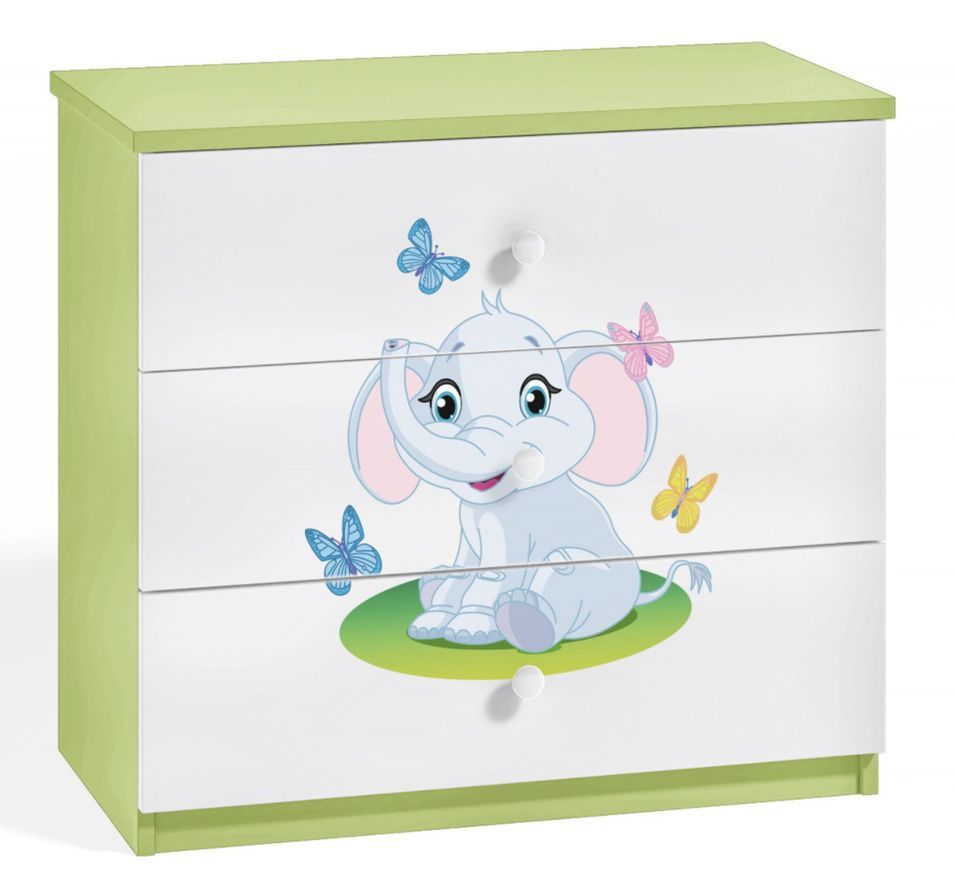 Commode enfant verte petit éléphant 80 cm - Photo n°1