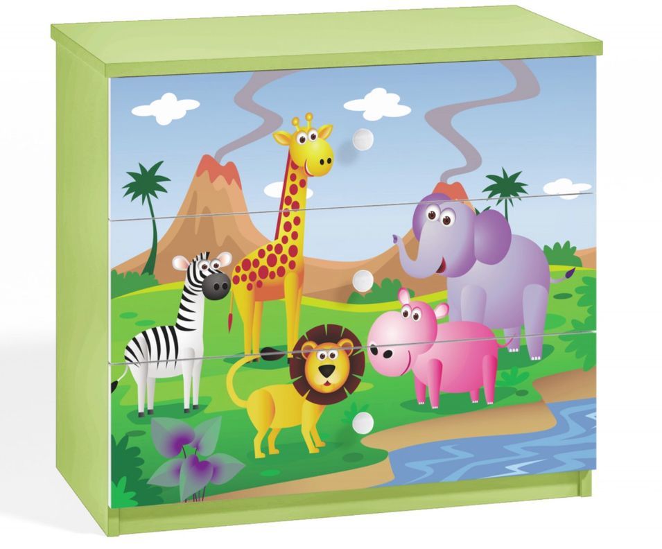 Commode enfant verte version safari 80 cm - Photo n°1