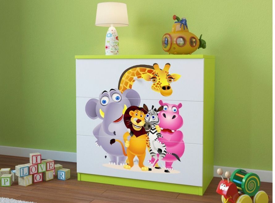 Commode enfant verte Zoo 80 cm - Photo n°1